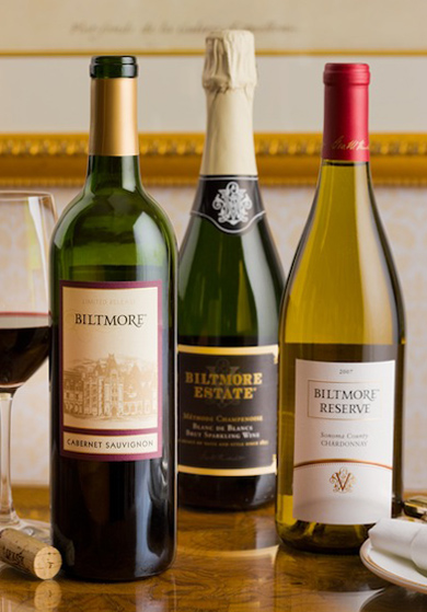 Three bottles of Biltmore wine