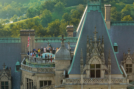 gathering of people on the rooftop of biltmore house