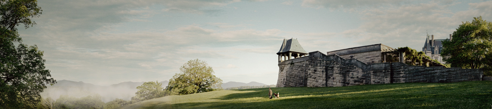 panoramic of the biltmore house and grounds