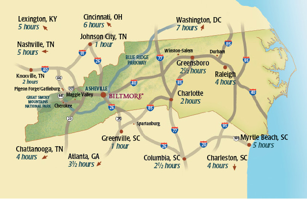 Getting to Biltmore Biltmore - Travel Map